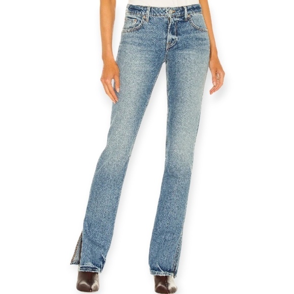 REVOLVE GrlFrend Hailey Low Rise Slim Boot Designer Blue Jeans Sz 28 - Picture 2 of 15